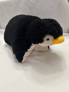 Plush Penguin Pet Toy - Black & White with Yellow Beak